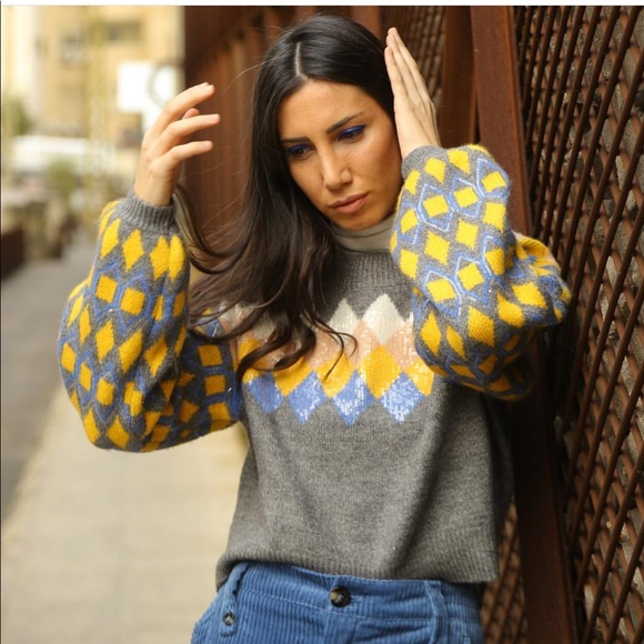 Zara Sweaters - ZARA Sequin Argyle Sweater